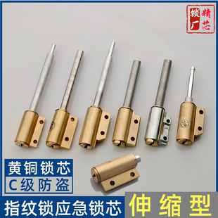指纹锁伸缩杆备用锁芯下插芯假插芯双孔固定应急全铜C级防盗锁芯