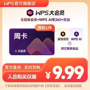PDF转换AI写公式 入会专享 WPS大会员周卡官方正版 生成手机直充