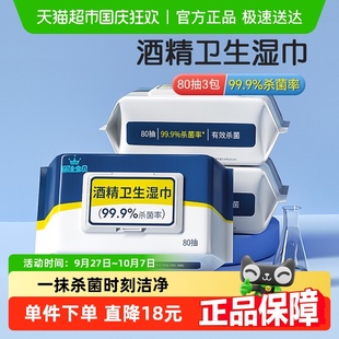 丽佳宝贝酒精消毒湿巾加厚家用安全杀菌99.9%儿童抽取式 湿纸巾